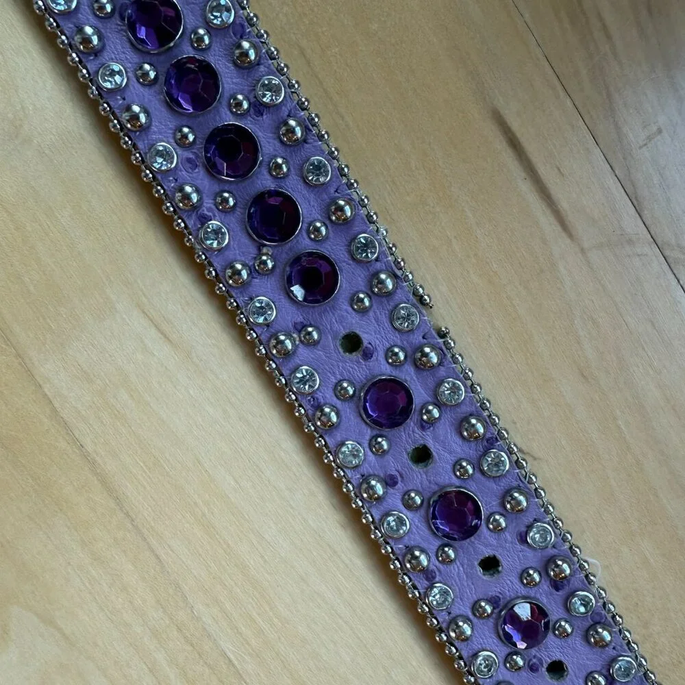 BHW Purple Ostrich Rhinestone Belt